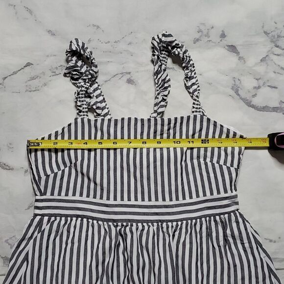 Madewell Gray/White Striped Ruffle Strap Dress - Picture 3 of 6